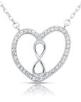 CZ Infinity Heart Charm Necklace in Sterling Silver