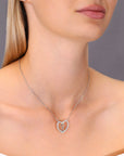 CZ Infinity Heart Charm Necklace in Sterling Silver