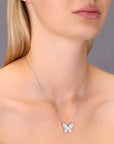 CZ Butterfly Necklace, Adjustable in Sterling Silver
