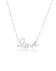 CZ Script LOVE Necklace in Sterling Silver