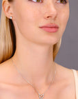 CZ Long Double Butterfly Necklace in Sterling Silver