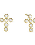 Elegant Classic Cross Stud Earrings for Girls in 14K Gold