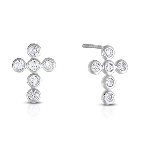 Elegant Classic Cross Stud Earrings for Girls in 14K Gold