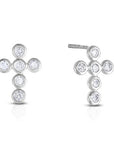 Elegant Classic Cross Stud Earrings for Girls in 14K Gold