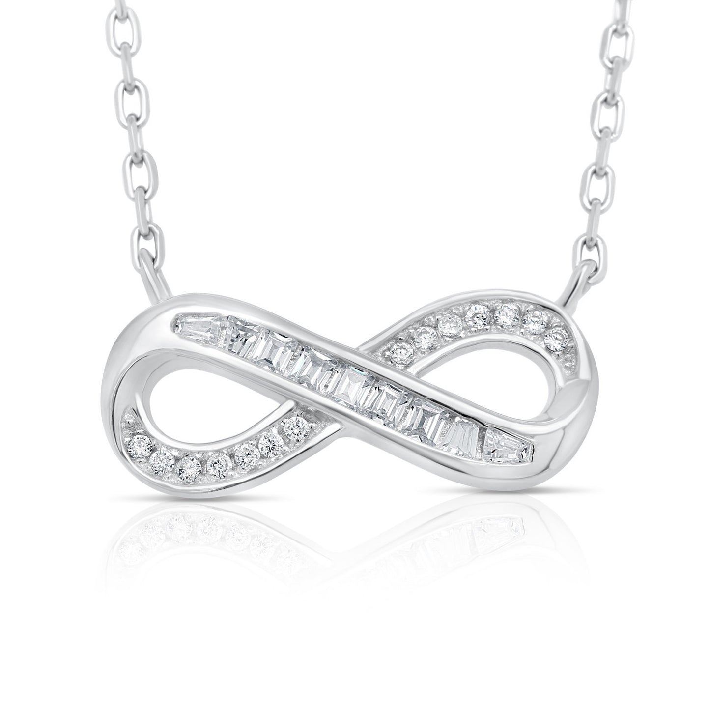 Sterling Silver Infinity Necklace with Cubic Zirconia