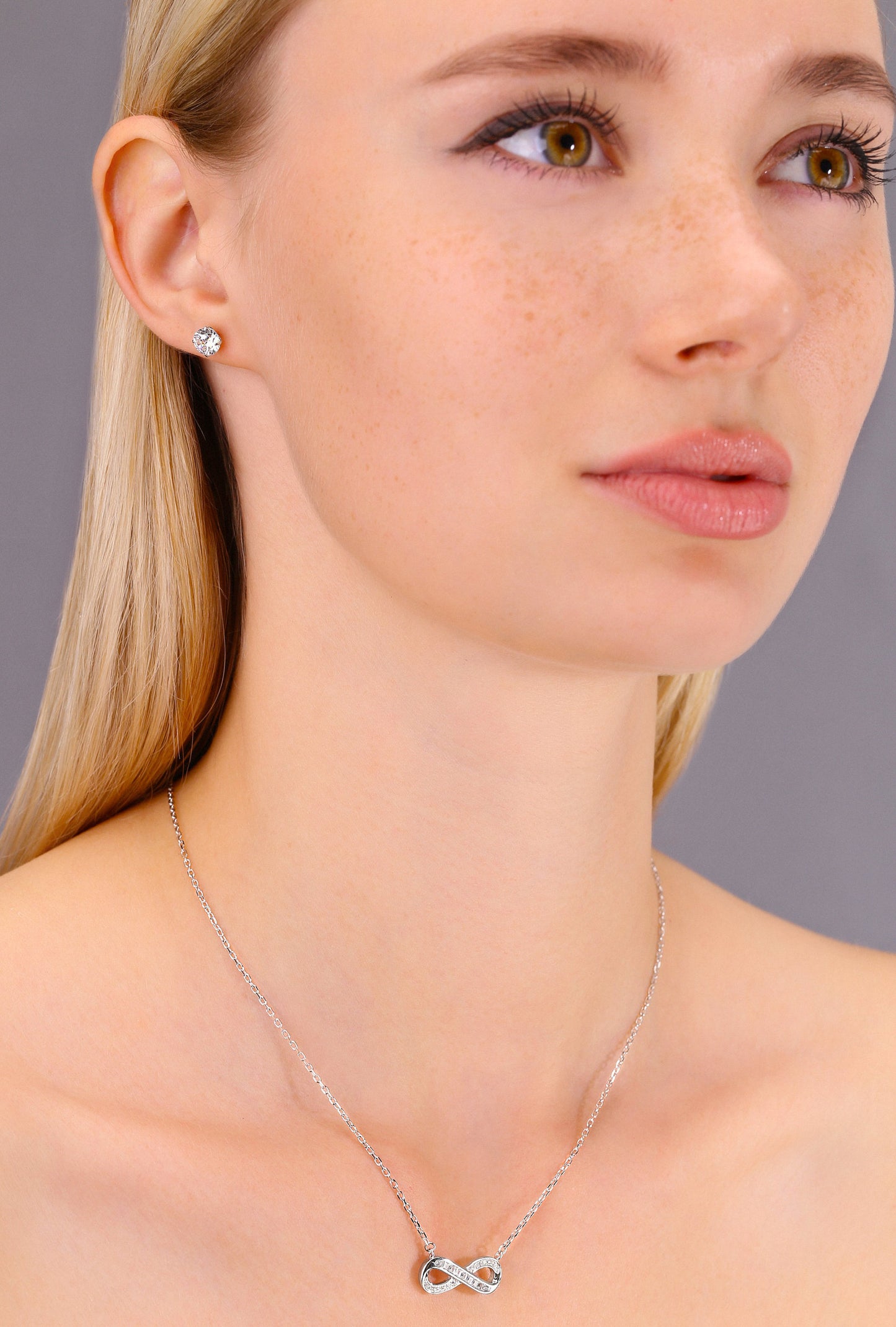 Sterling Silver Infinity Necklace with Cubic Zirconia