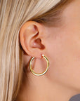 14K Yellow Gold Flat Design Hoop Earrings