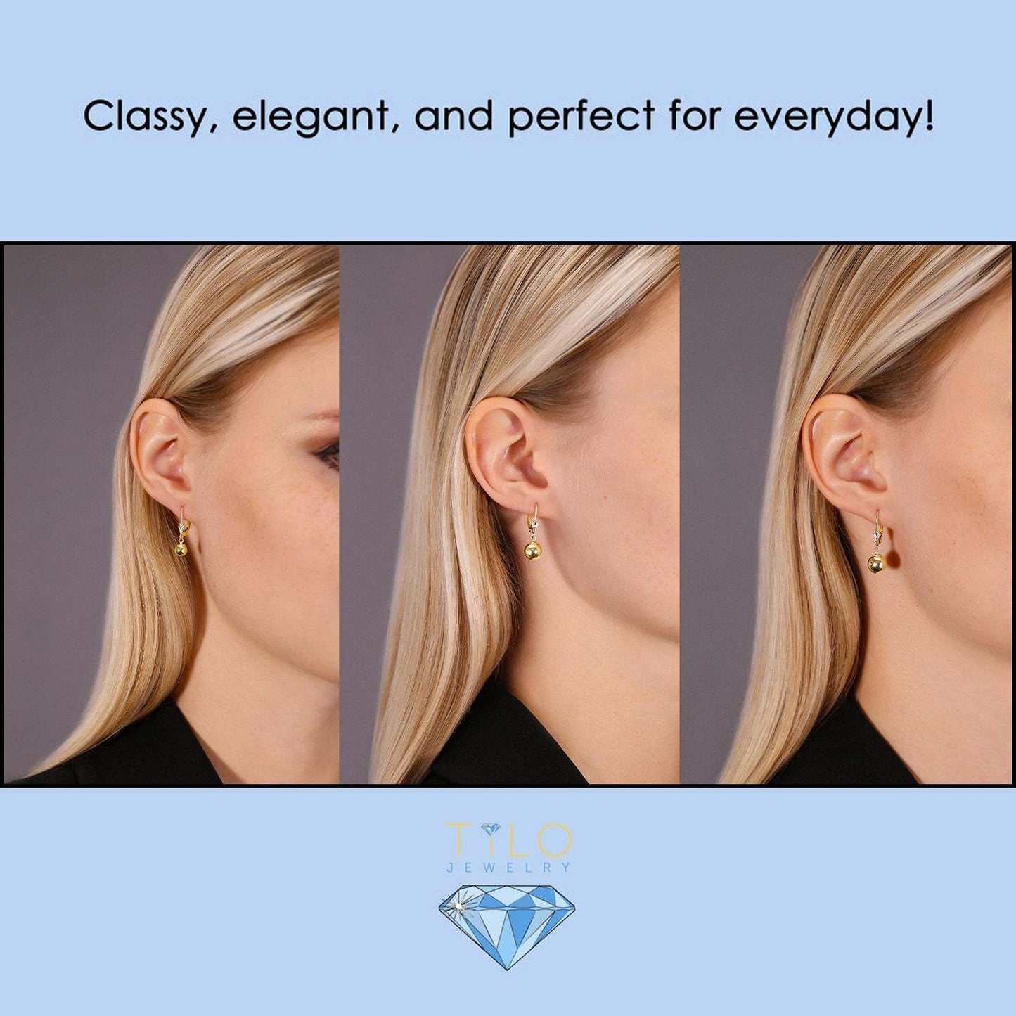 14K Yellow Gold French-back Ball Earrings
