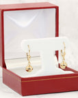 14K Yellow Gold French-back Ball Dangle Earrings
