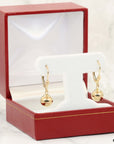 14K Yellow Gold French-back Ball Dangle Earrings