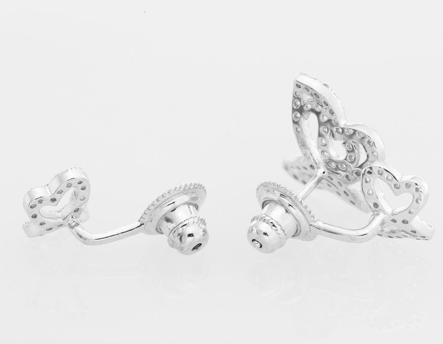 Ear Jacket Double Butterfly Stud Earrings in Sterling Silver
