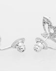 CZ Ear Jacket Double Butterfly Stud Earrings in Sterling Silver
