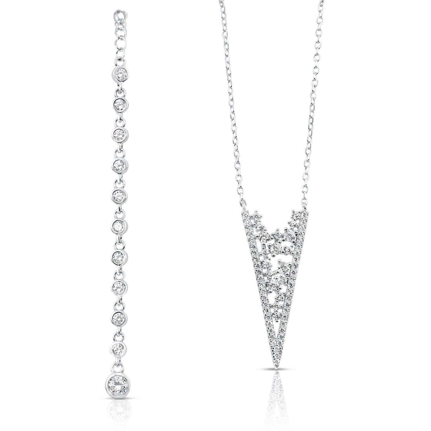 Sterling Silver Cubic Zirconia Triangle Necklace