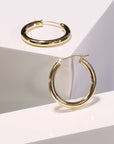 14k Yellow Gold Chunky Hoop Earrings, 3mm Thickness