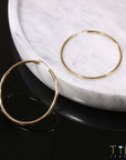 14k Yellow Gold Chunky Hoop Earrings, 3mm Thickness