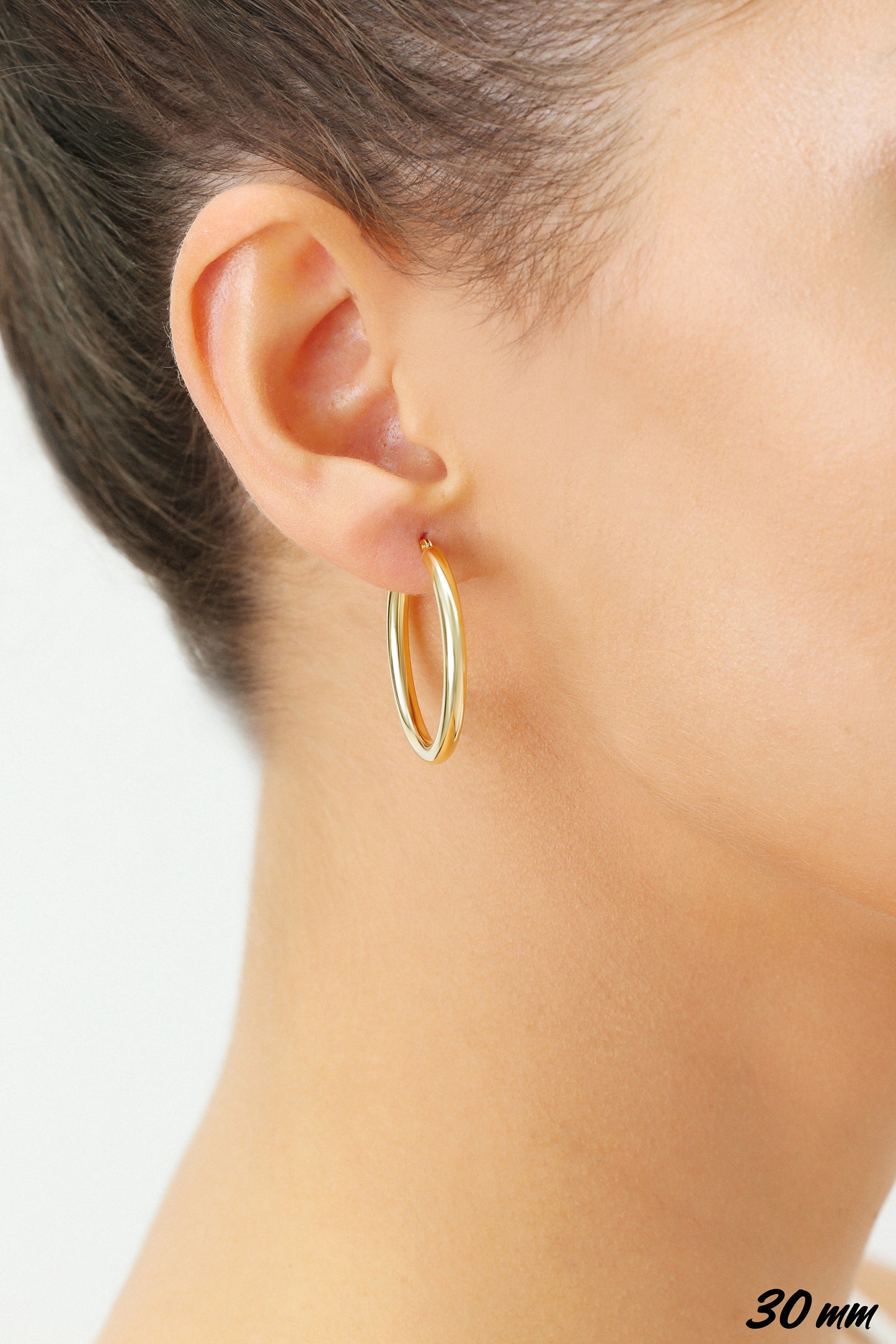 14k Yellow Gold Chunky Hoop Earrings, 3mm Thickness