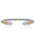 CZ Jaguar Cuff Bracelet with Gold Accents in Sterling Silver