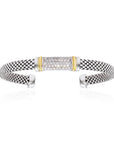 CZ Italian Cuff Bracelet with Gold Accents in Sterling Silver