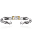 CZ Italian Cuff Bracelet with Gold Accents in Sterling Silver
