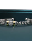 CZ Italian Cuff Bracelet with Gold Accents in Sterling Silver