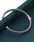 CZ Italian Cuff Bracelet with Gold Accents in Sterling Silver