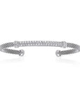 Sterling Silver Simulated Diamond Bar Cuff Italian Bracelet, Fits 7in-8in