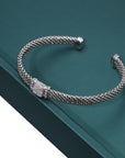 Sterling Silver Simulated Diamond Italian Cuff Bracelet, Fits 7in-8in