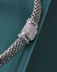 Sterling Silver Simulated Diamond Italian Cuff Bracelet, Fits 7in-8in