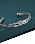 Sterling Silver Jaguar Cuff Italian Bracelet, Fits 7-8in