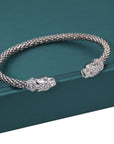 Sterling Silver Jaguar Cuff Italian Bracelet, Fits 7in-8in