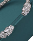 Sterling Silver Jaguar Cuff Italian Bracelet, Fits 7in-8in