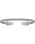 Sterling Silver Jaguar Cuff Italian Bracelet, Fits 7in-8in