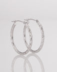 14k Gold X-Pattern Diamond-Cut Hoop Earrings, 1 Inch