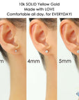 10k Yellow Gold Solitaire Screwback Stud Earrings