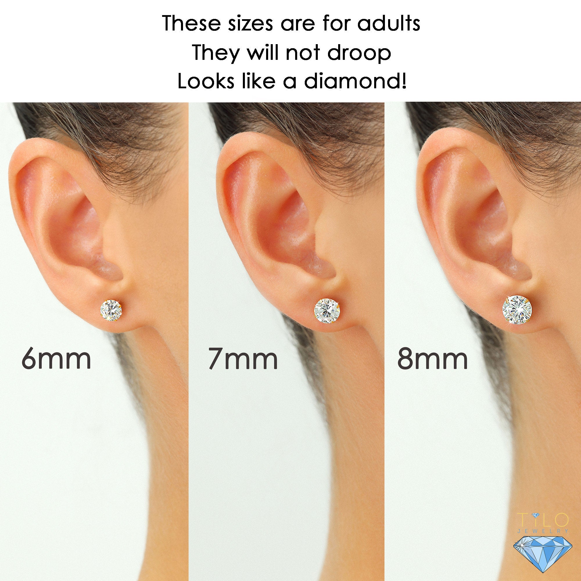 10k Yellow Gold Solitaire Screwback Stud Earrings