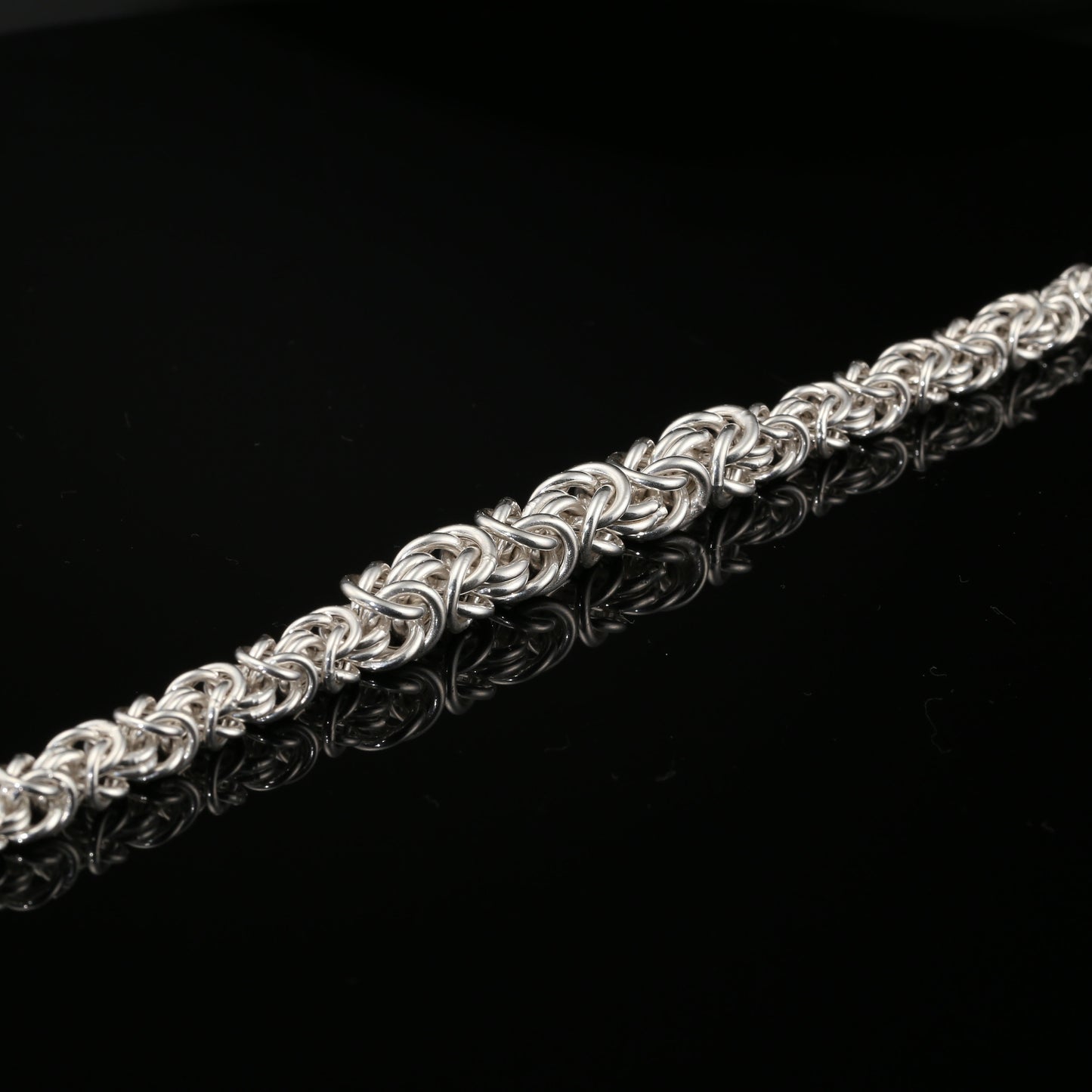 Sterling Silver Handmade Byzantine Bracelet with Hook Clasp, 9", Unisex