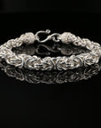 Handmade Byzantine Bracelet with Hook Clasp, 9", Unisex in Sterling Silver