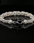 Handmade Byzantine Bracelet with Hook Clasp, 9", Unisex in Sterling Silver