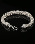 Handmade Byzantine Bracelet with Hook Clasp, 9", Unisex in Sterling Silver