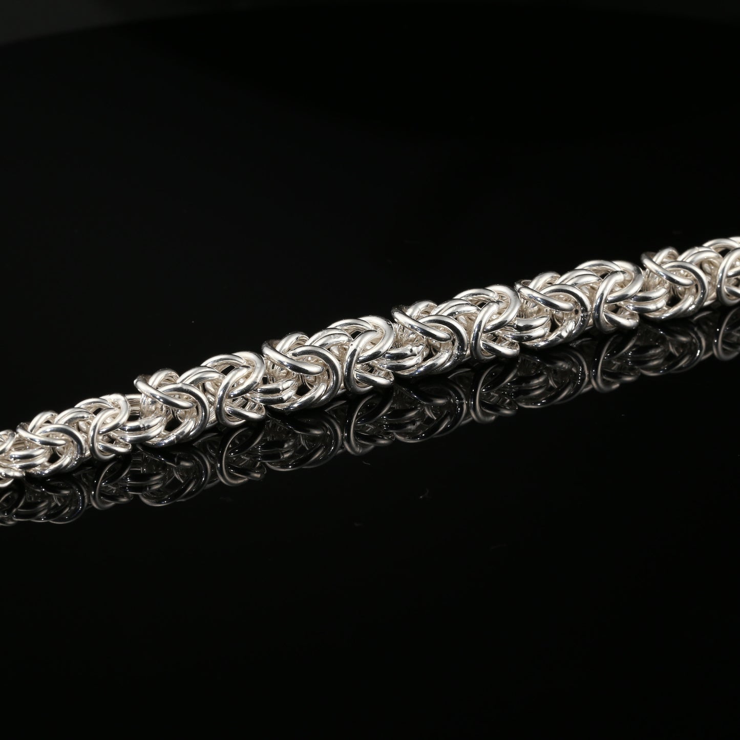 Sterling Silver Handmade Byzantine Bracelet with Hook Clasp, 9", Unisex