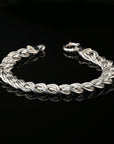 Byzantine Chain Flat Bracelet, Chainmail Jewelry in , 9", Unisex in Sterling Silver