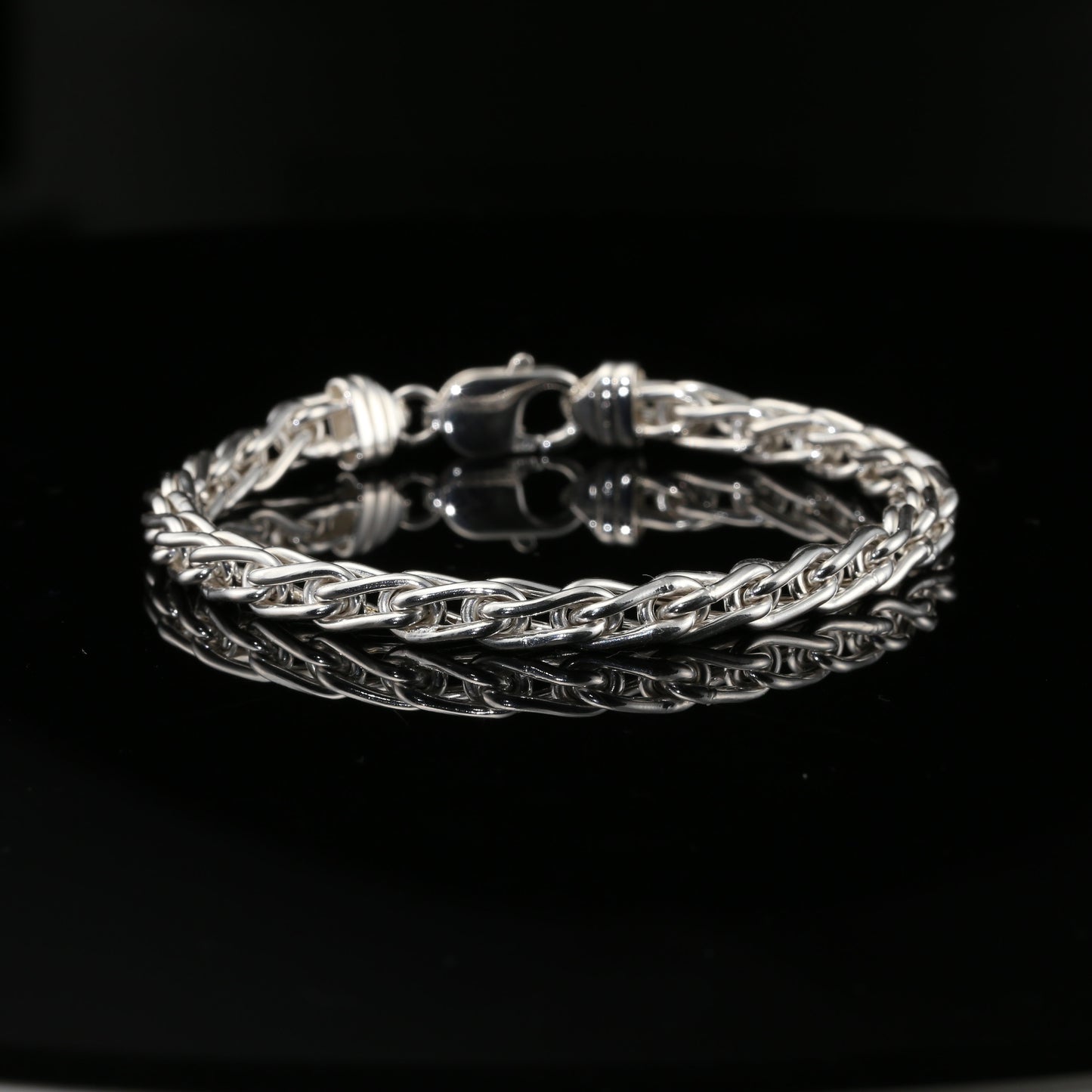 Byzantine Chain Bracelet in Sterling Silver, Lobster Lock, 8.75" Unisex