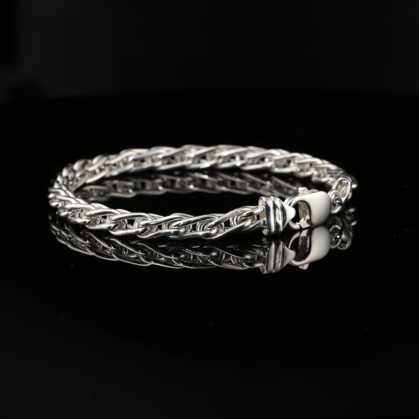 Byzantine Chain Bracelet in Sterling Silver, Lobster Lock, 8.75" Unisex
