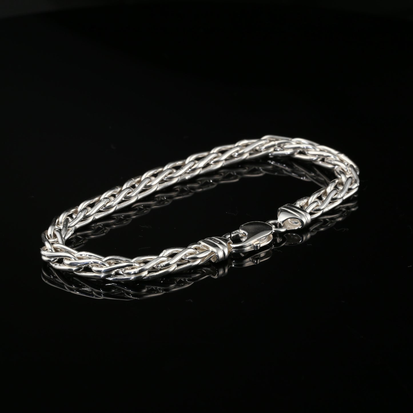 Byzantine Chain Bracelet in Sterling Silver, Lobster Lock, 8.75" Unisex