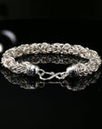 Handmade Byzantine Chain Bracelet with Hook Clasp, 8.75", Unisex in Sterling Silver