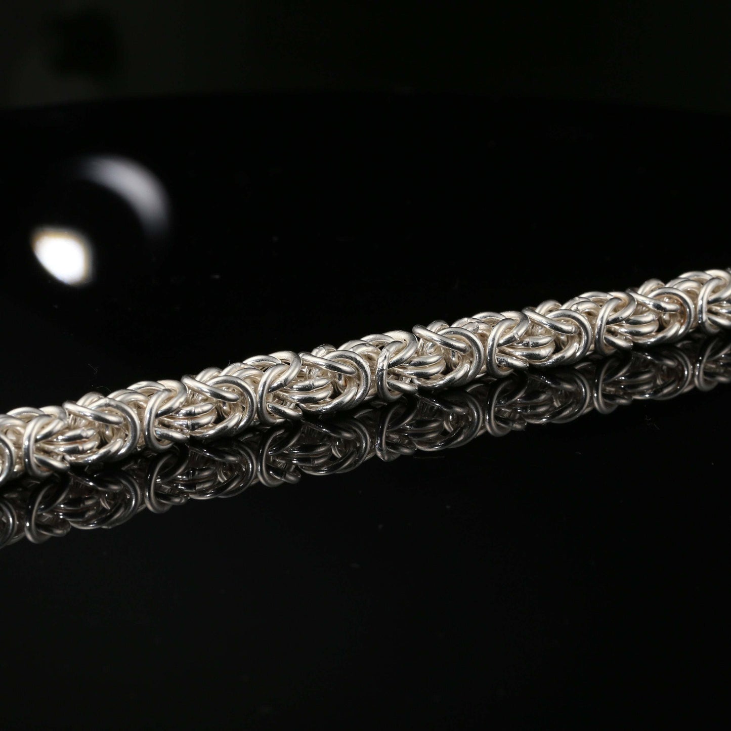 Sterling Silver Handmade Byzantine Chain Bracelet with Hook Clasp, 8.75", Unisex