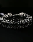 Dark Byzantine Chain Bracelet with Hook Clasp , 8.5", Unisex in Sterling Silver