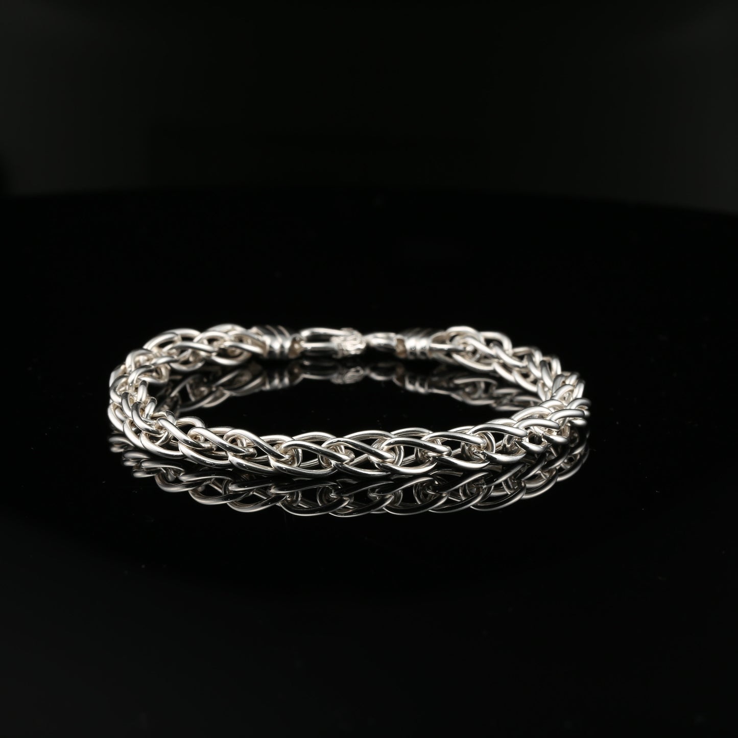 Sterling Silver Handmade Byzantine Chain Bracelet with S-Hook Clasp, 8", Unisex