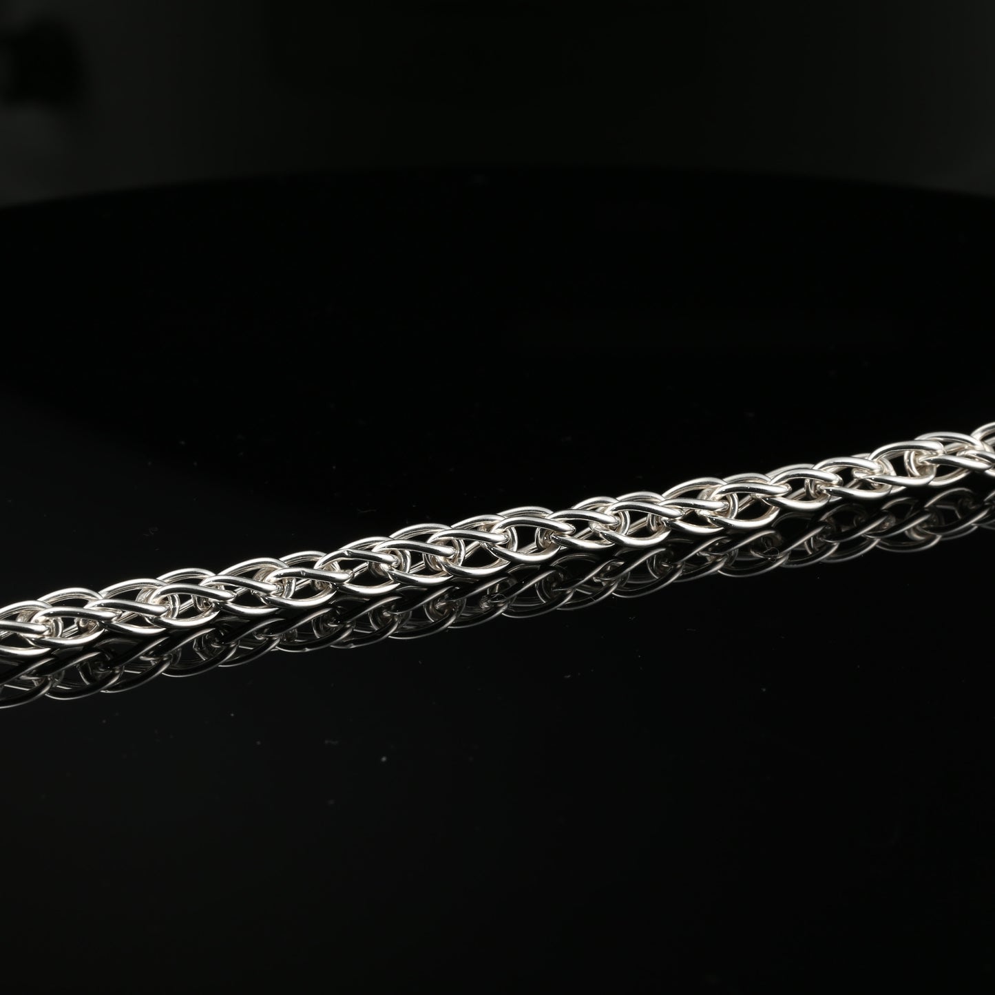 Sterling Silver Handmade Byzantine Chain Bracelet with S-Hook Clasp, 8", Unisex
