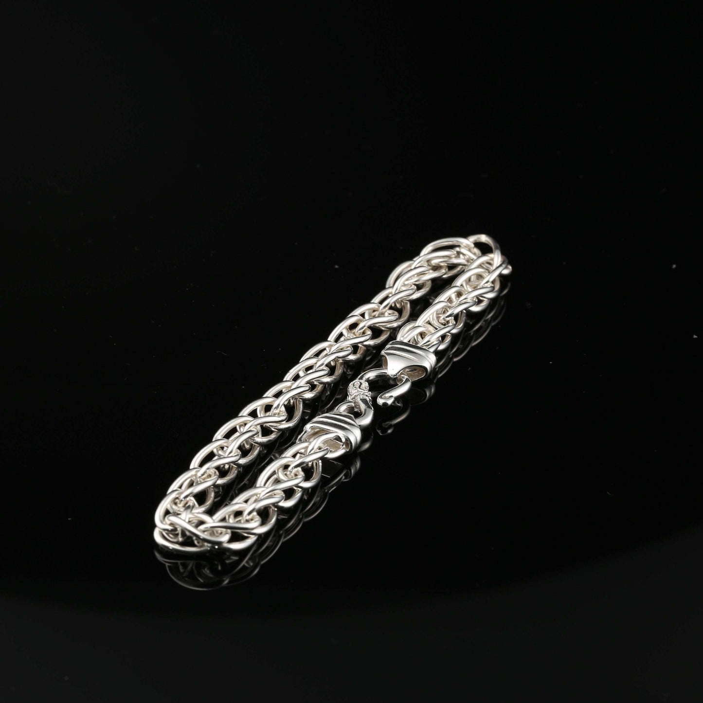 Sterling Silver Handmade Byzantine Chain Bracelet with S-Hook Clasp, 8", Unisex